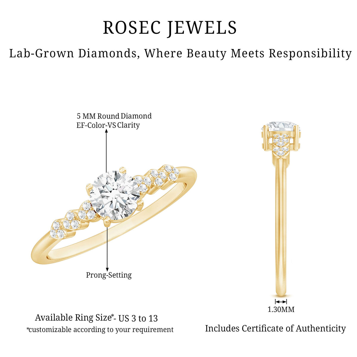 Certified 0.4 Carat Lab Grown Diamond Designer Engagement Ring