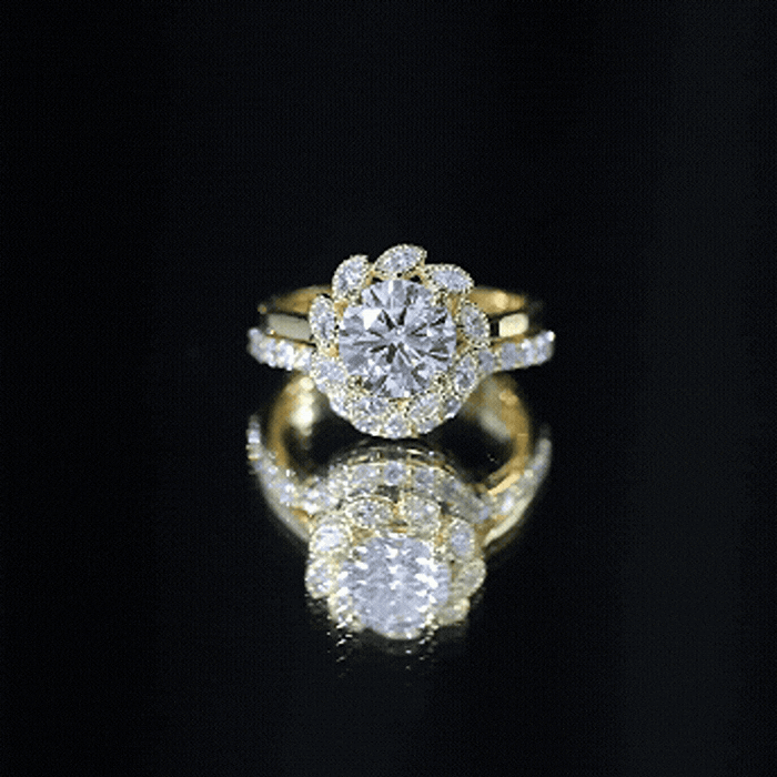 Lab Grown Diamond Vintage Inspired Engagement Ring with Wedding Band