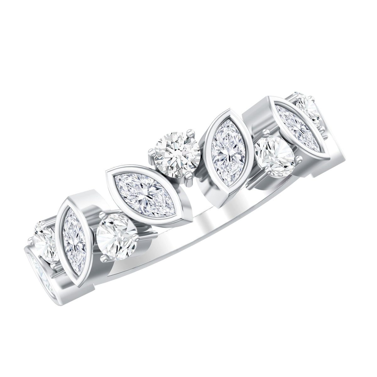 Certified Lab Grown Diamond Half Eternity Anniversary Ring For Women