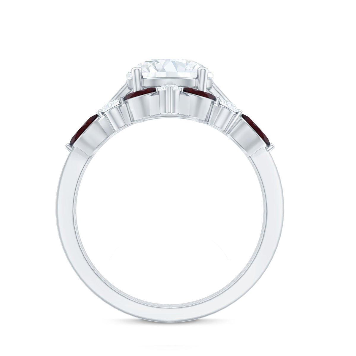 Certified 2 Carat Lab Grown Diamond Bridal Ring Set With Garnet Enhancer