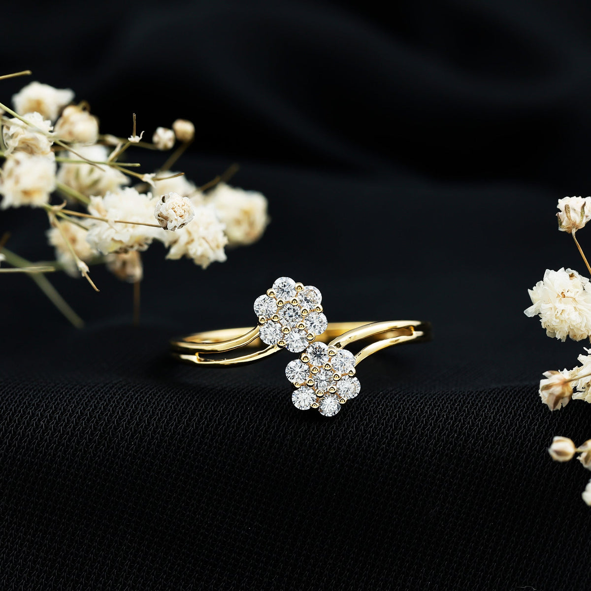 Certified Lab Grown Diamond Flower Wrap Engagement Ring