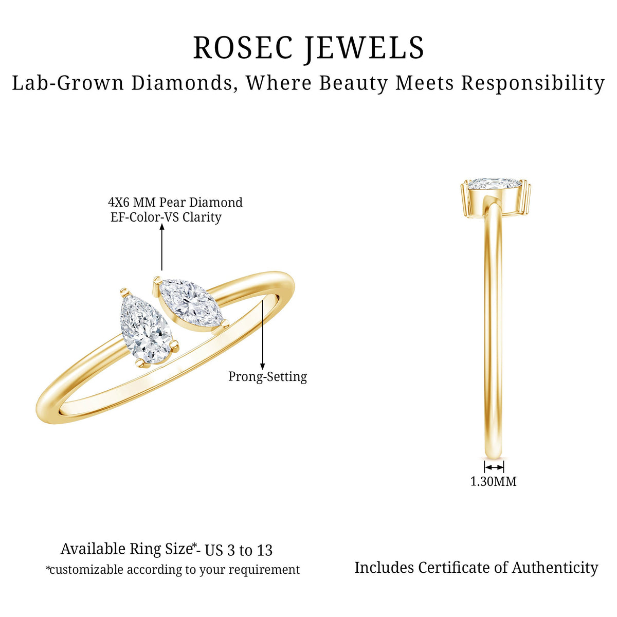 Certified Lab Grown Diamond Two Stone Promise Ring