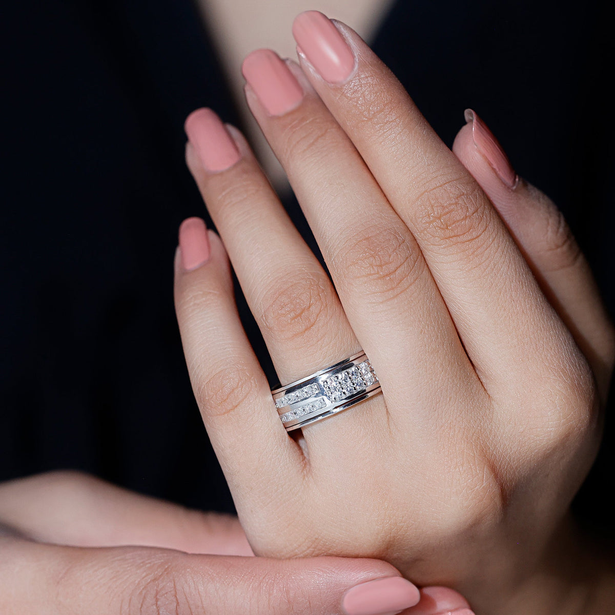Certified Lab Grown Diamond Wide Wedding Band Ring