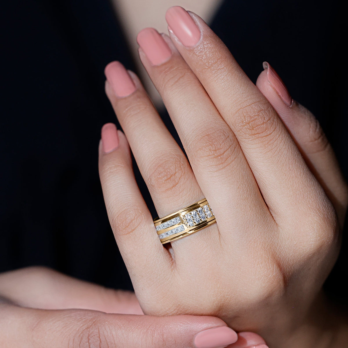 Certified Lab Grown Diamond Wide Wedding Band Ring