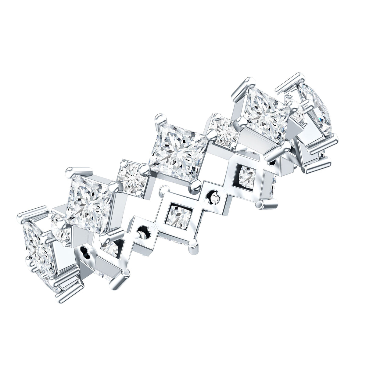 Certified Princess Cut Lab Grown Diamond Eternity Wedding Ring