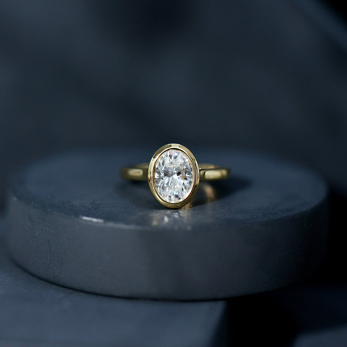 Certified 1 Carat Lab Grown Diamond Bezel Set Engagement Ring