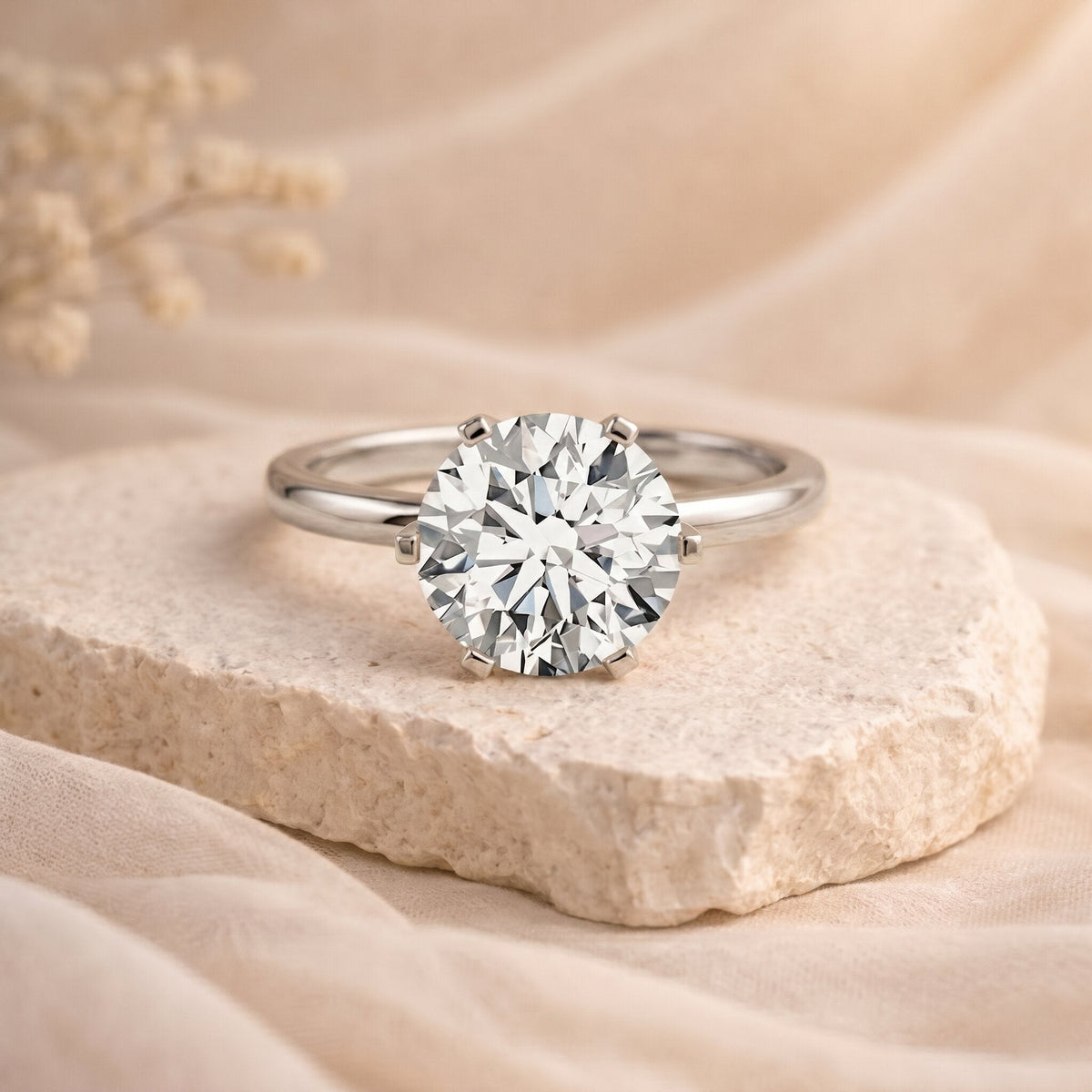 IGI Certified 5 Carat Lab Grown Diamond Solitaire Engagement Ring