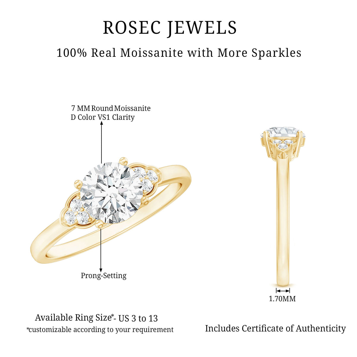 Prong Set Moissanite Classic Engagement Ring For Her