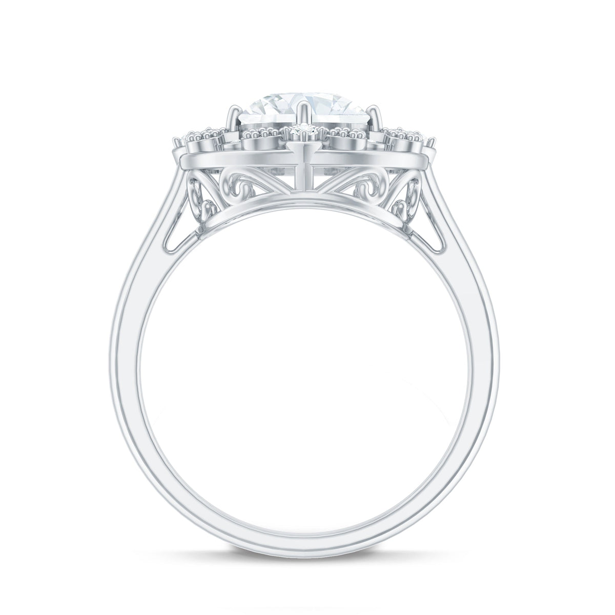 Moissanite Vintage Looking Engagement Ring with Certificate