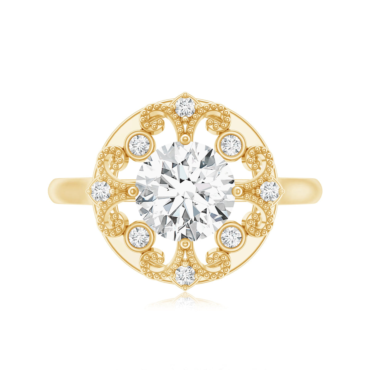 Moissanite Vintage Looking Engagement Ring with Certificate