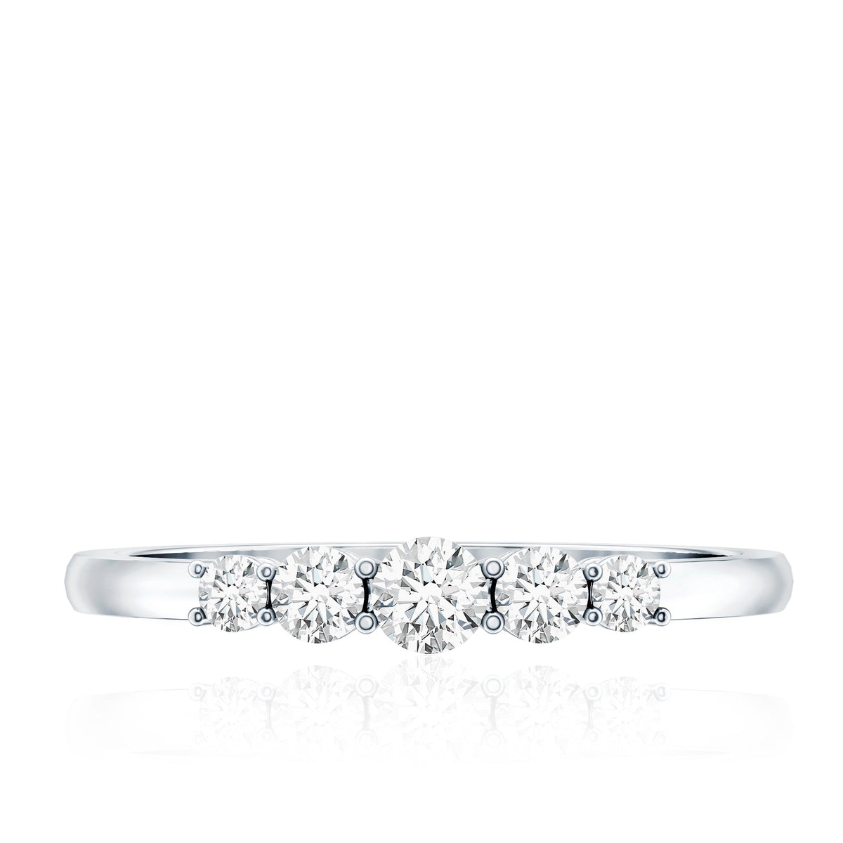 Round Cut Moissanite Five Stone Promise Ring