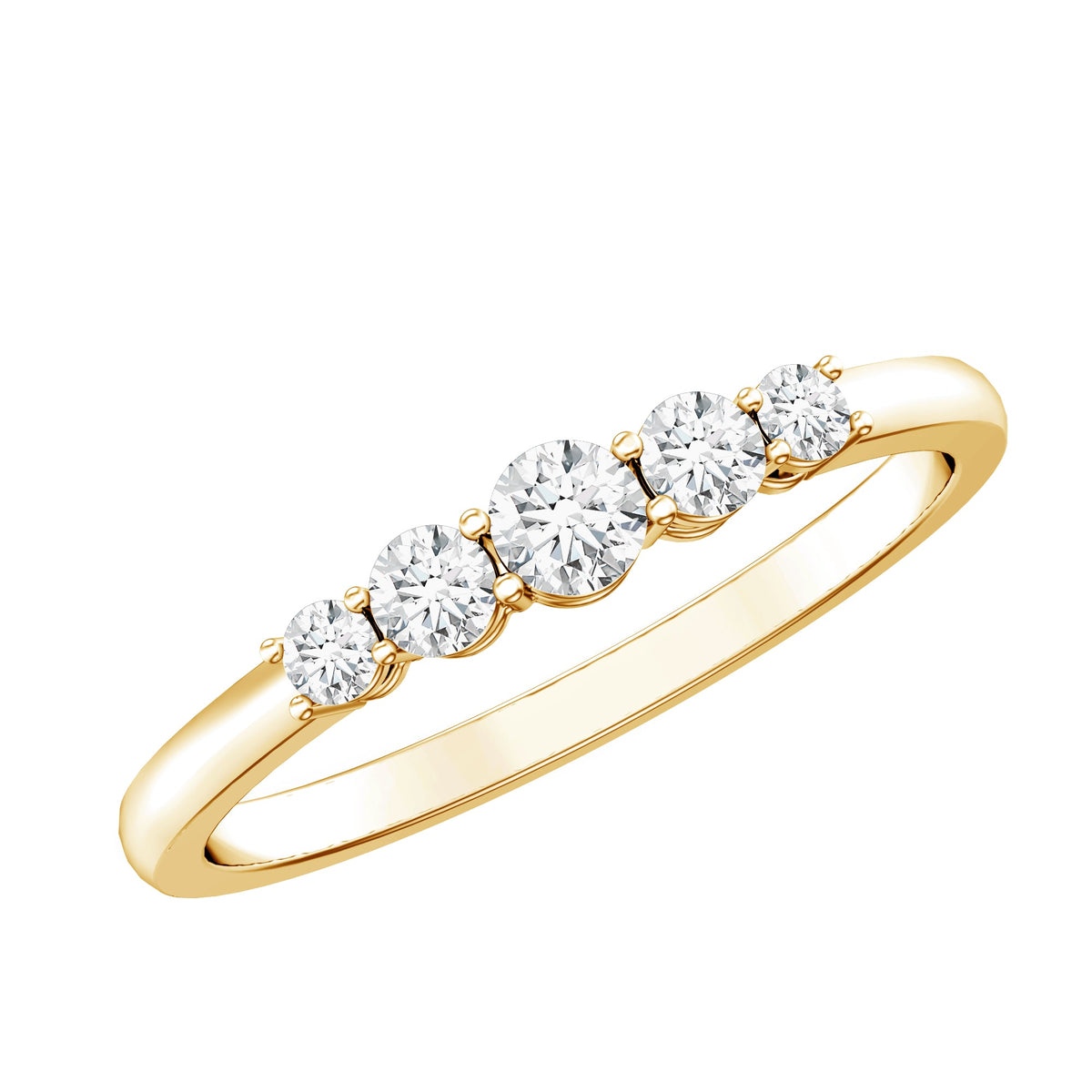 Round Cut Moissanite Five Stone Promise Ring
