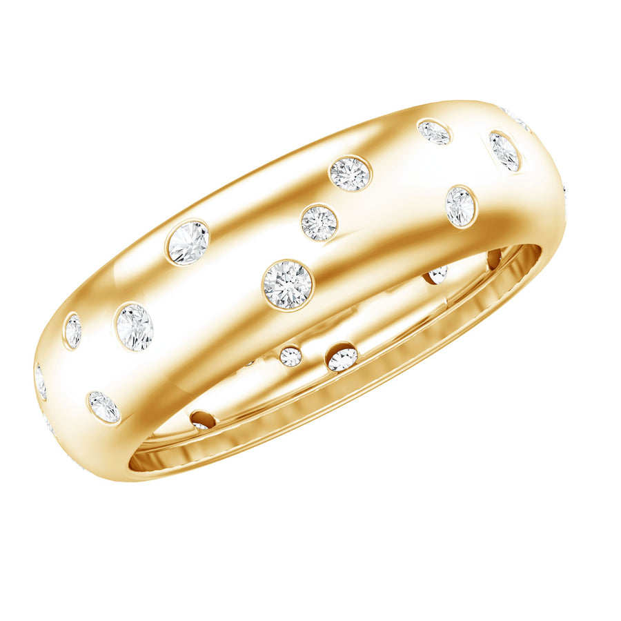 Scatter Moissanite Wedding Wide Band Ring