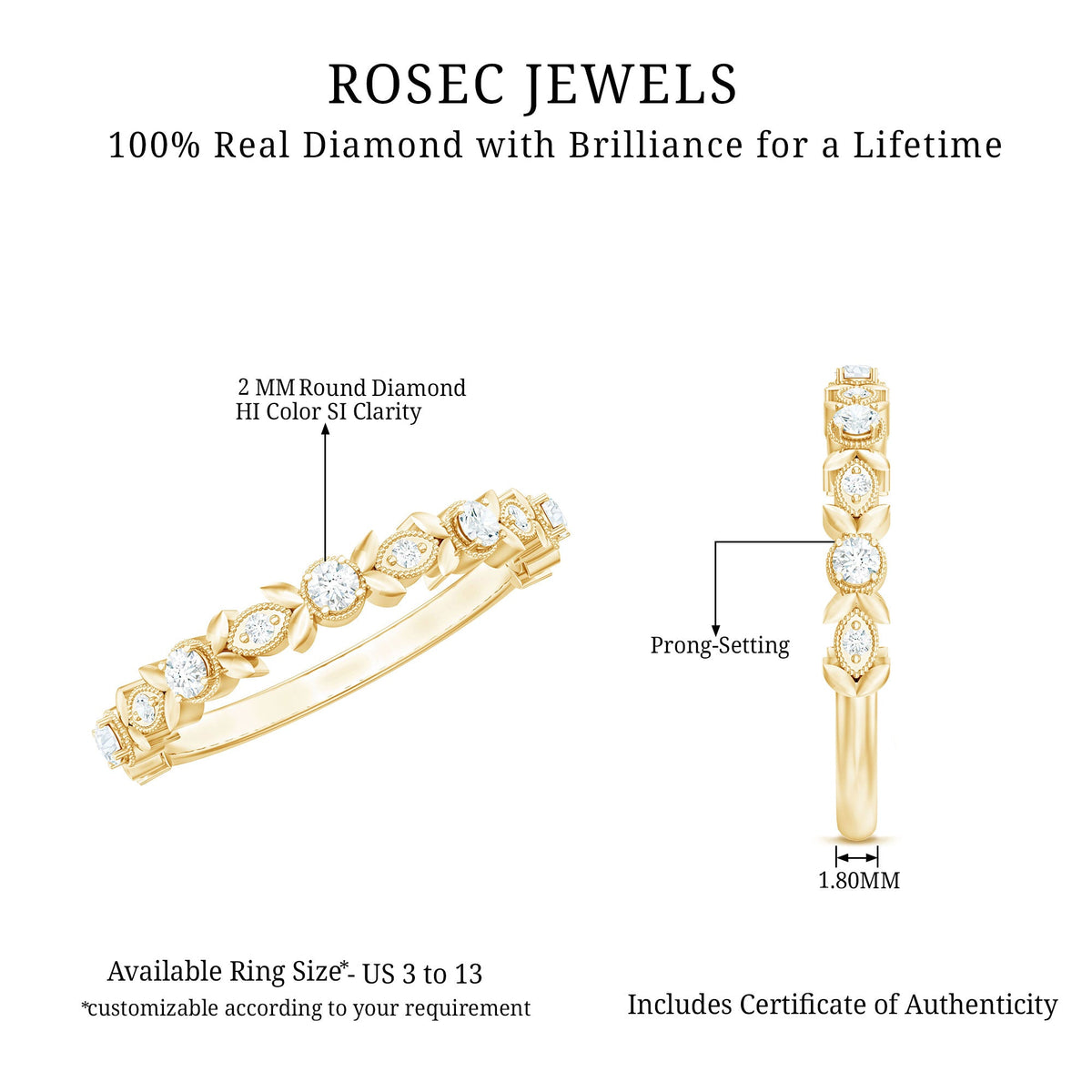 Nature Inspired Diamond Wedding Ring