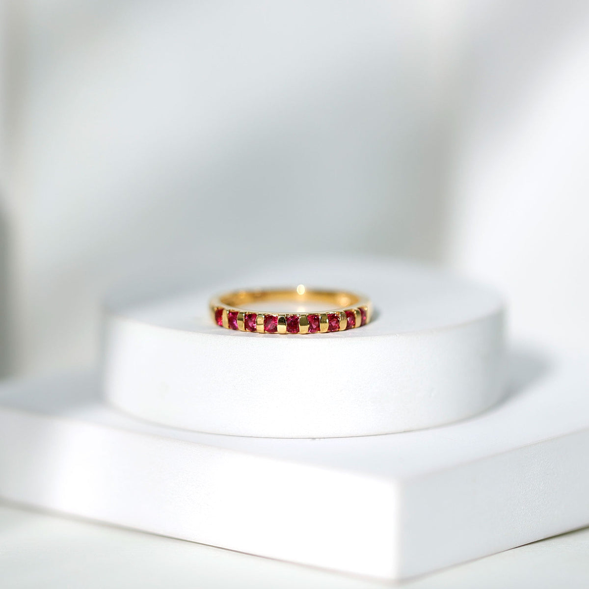 Real Ruby Semi Eternity Ring