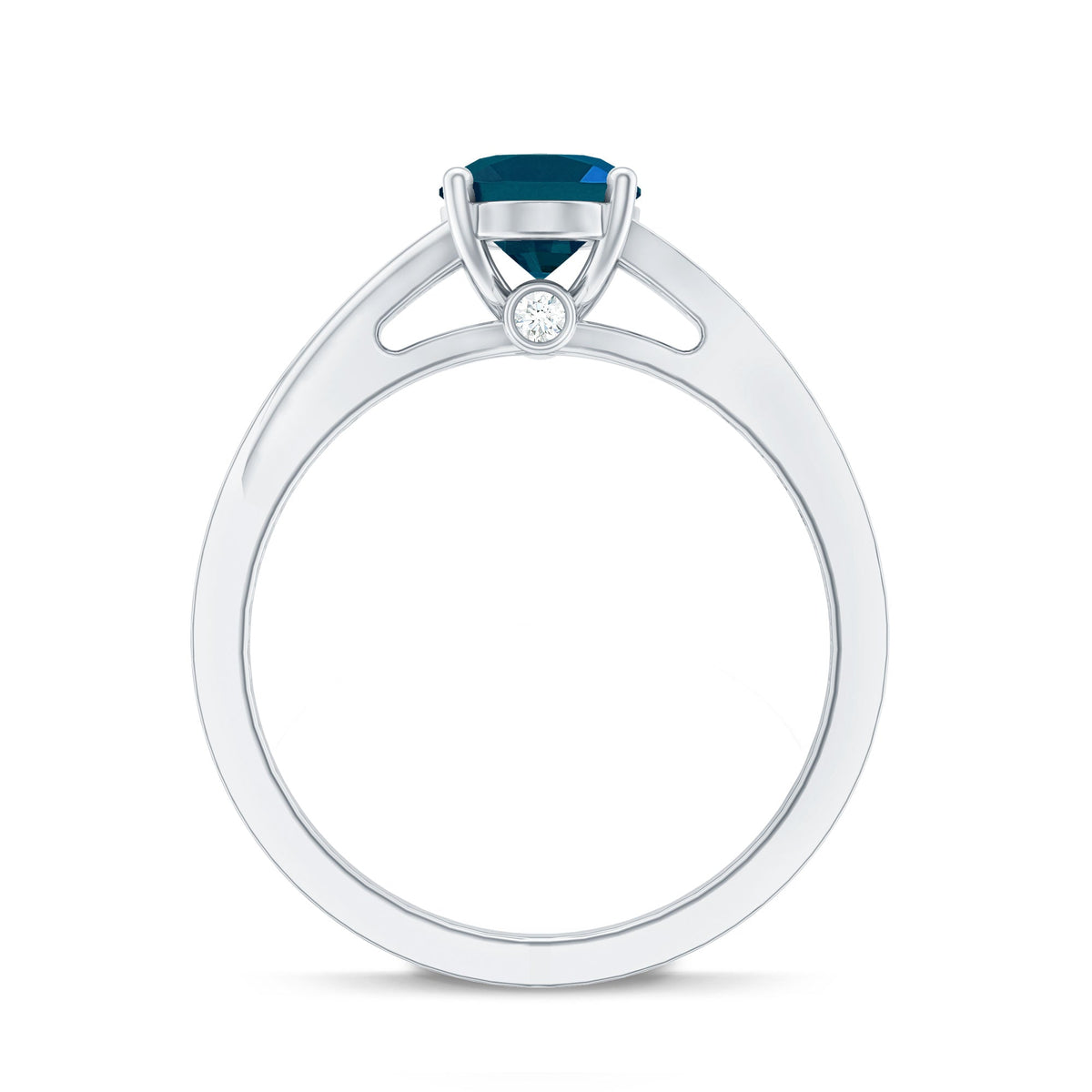 1 Carat Oval Cut London Blue Topaz Engagement Ring with Diamond Split Shank