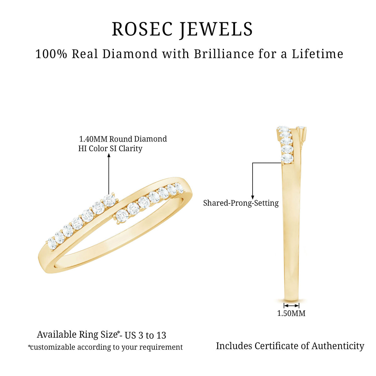 Minimalist Real Diamond Stackable Ring for Women