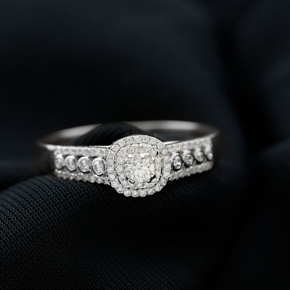 Certified Diamond Halo Engagement Ring For Women