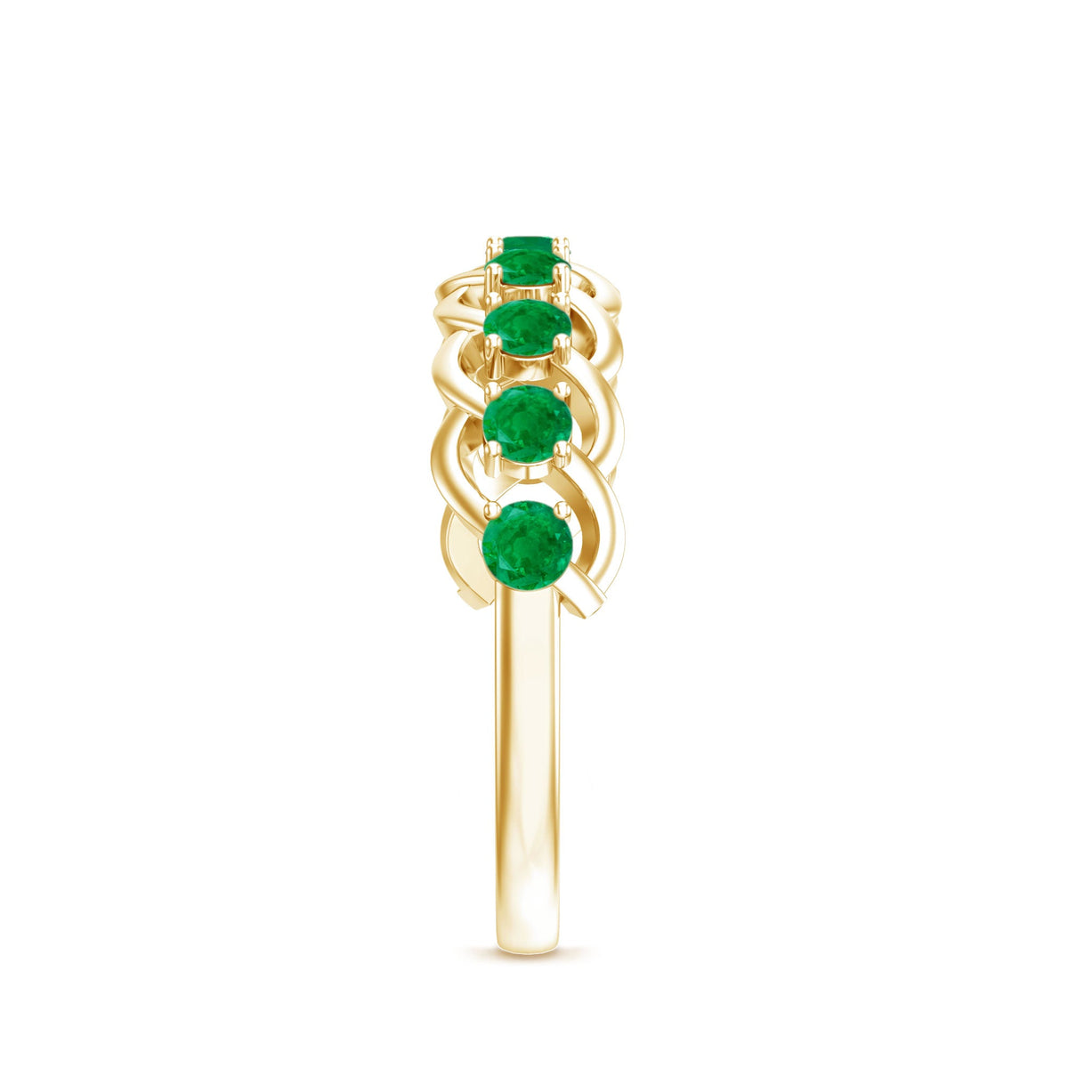 Genuine Green Emerald Braided Half Eternity Band