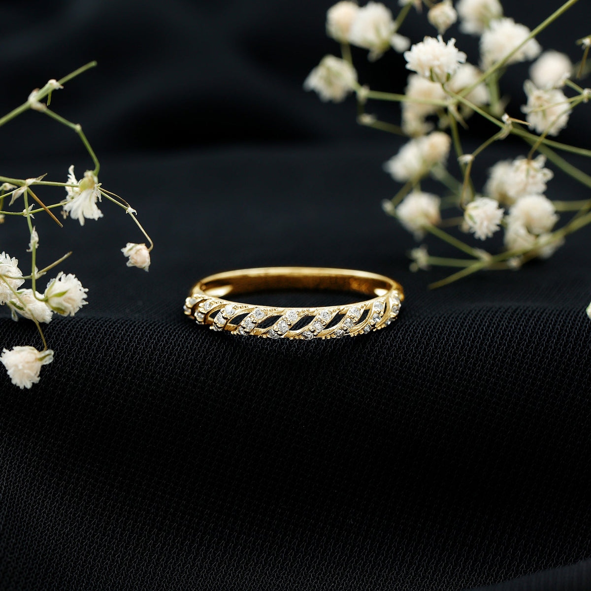 Elegant Round Shape Diamond Half Eternity Ring