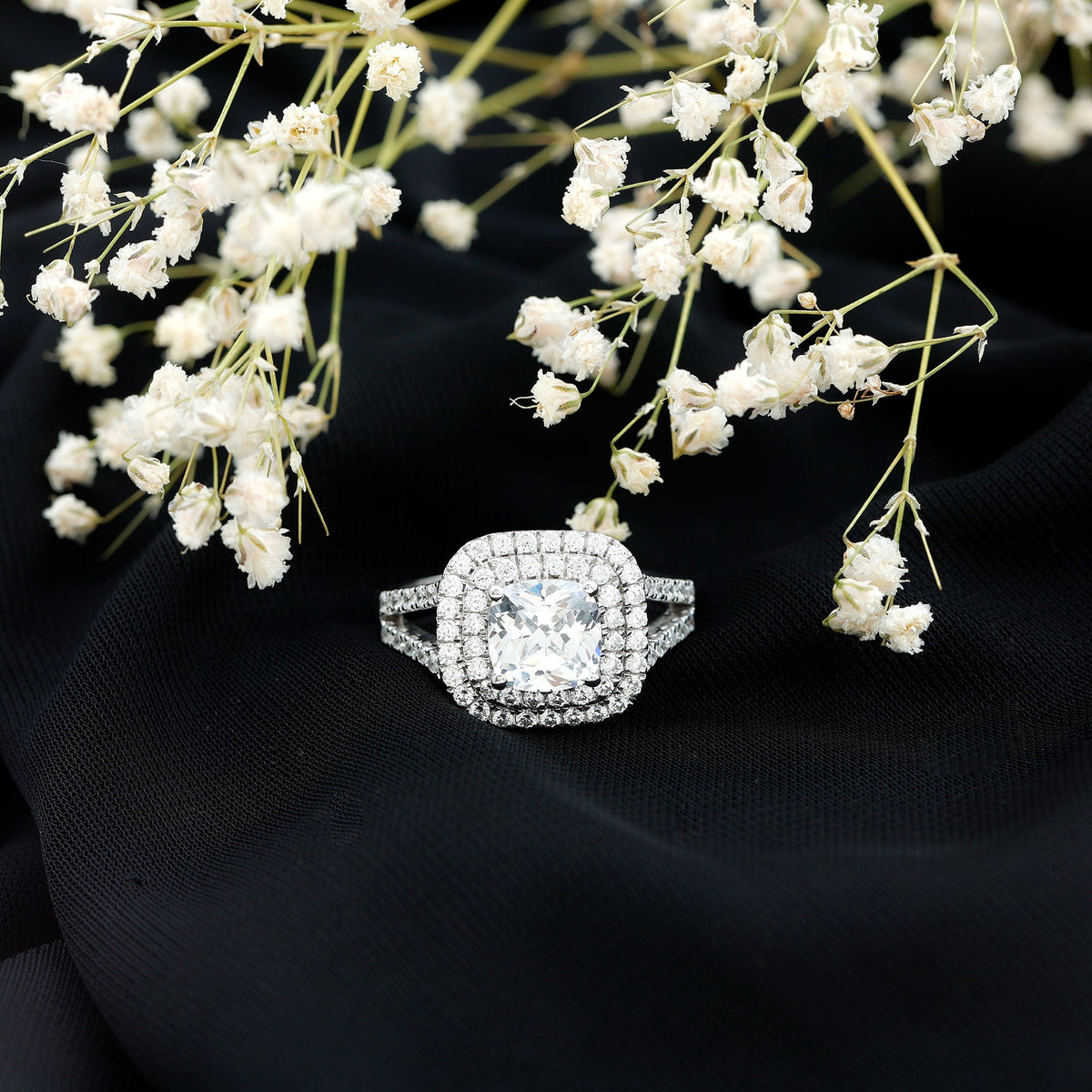 Certified 3 Carat Cubic Zirconia Double Vintage Inspired Engagement Ring