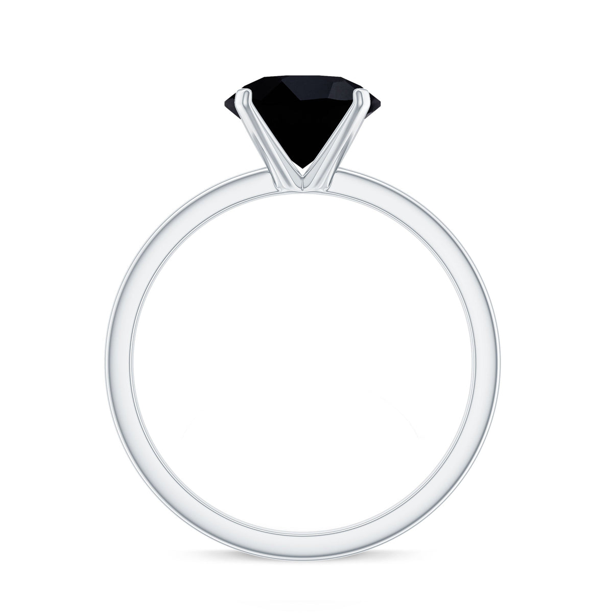 Certified Real 2.6 Carat Black Spinel Solitaire Engagement Ring