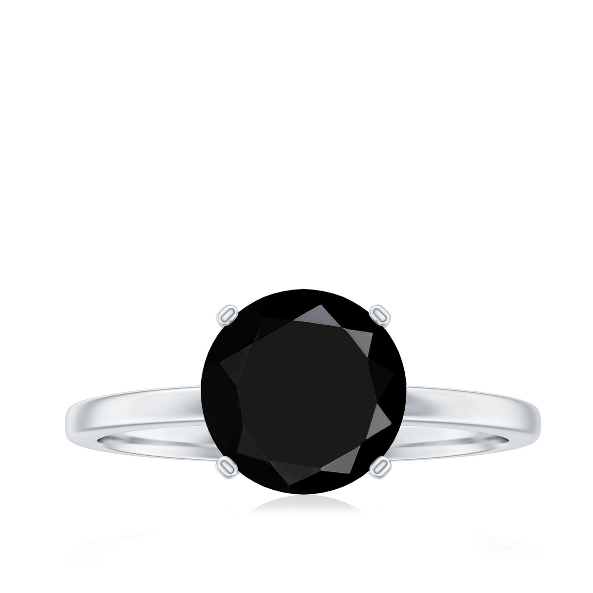 Certified Real 2.6 Carat Black Spinel Solitaire Engagement Ring