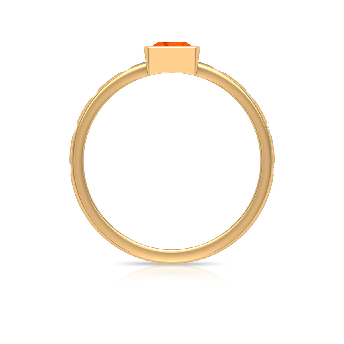Princess Cut Fire Opal Solitaire Promise Ring with Diamonds