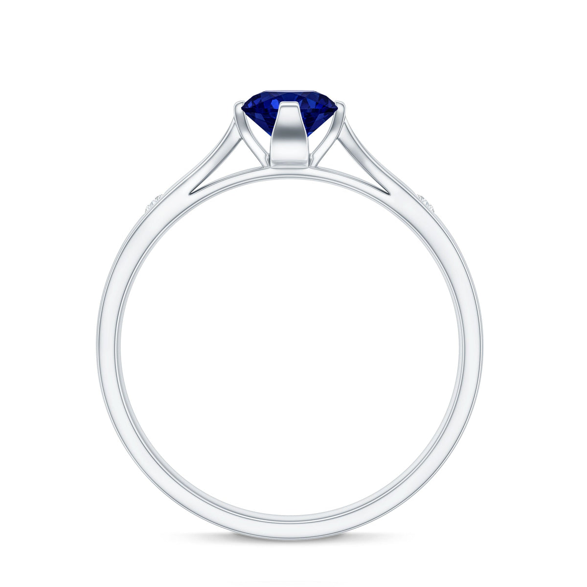 Certified 0.6 Carat Lab Grown Blue Sapphire Promise Ring with Diamond