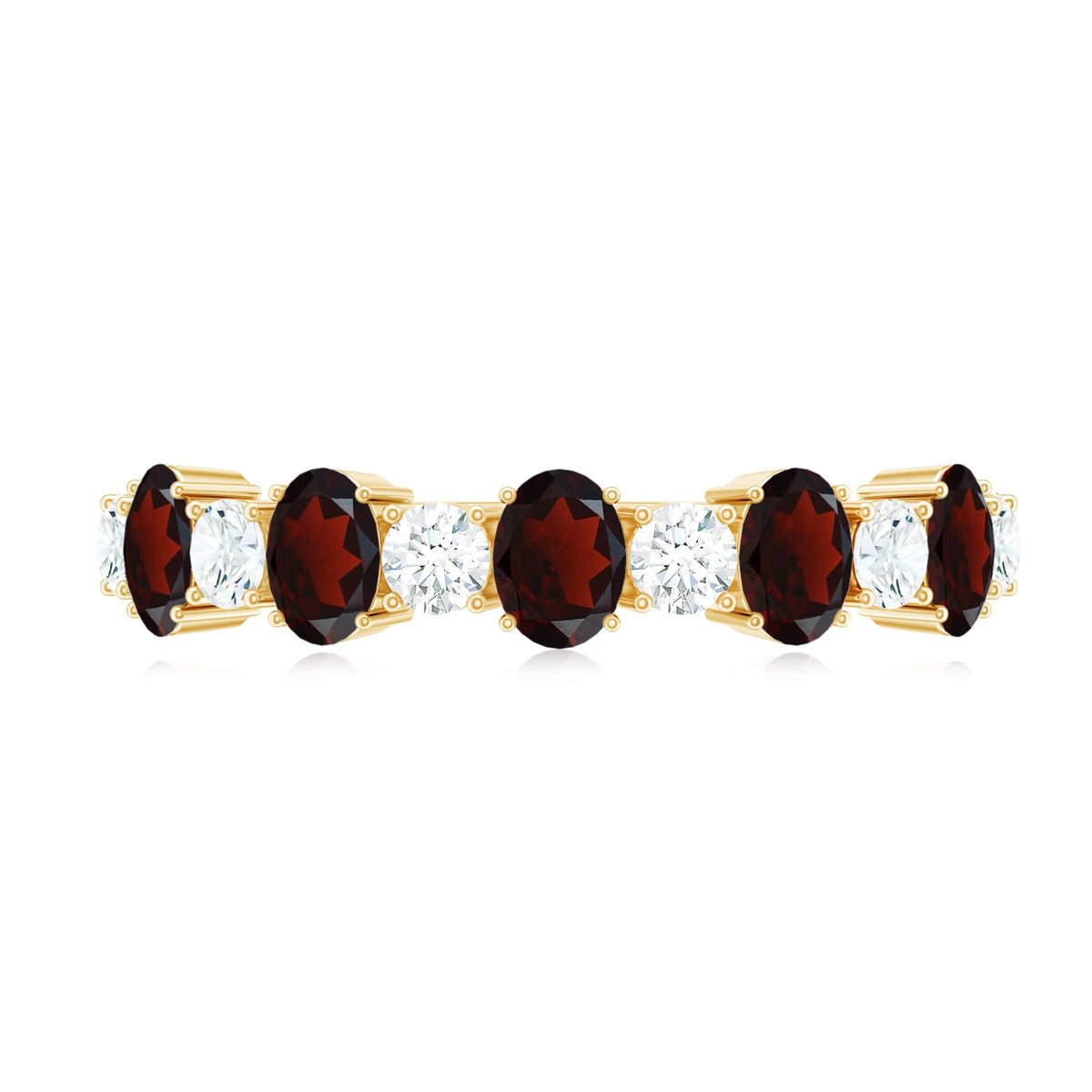 Certified Real Garnet Diamond Half Eternity Ring for Anniversary