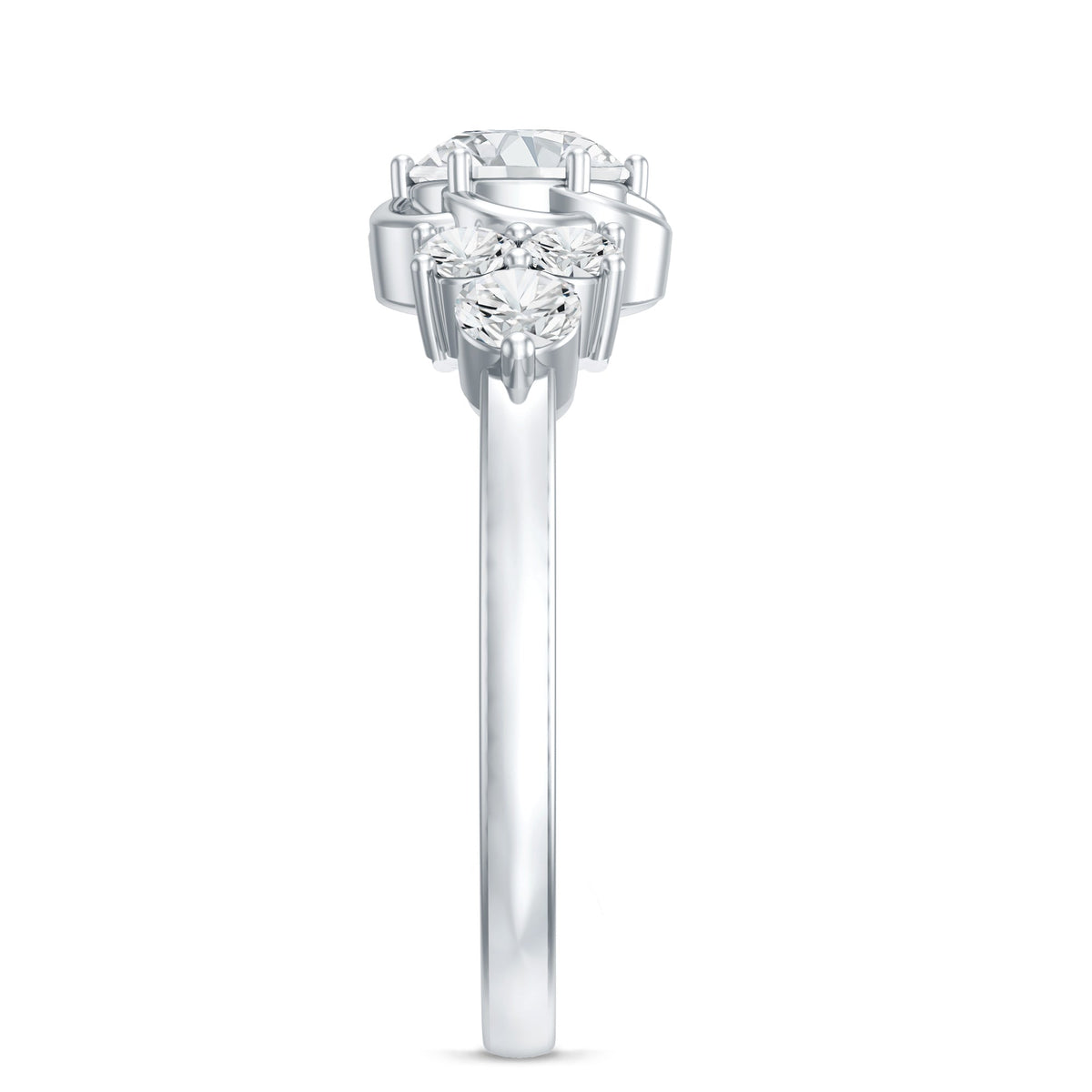 Certified Round Moissanite Flower Engagement Ring