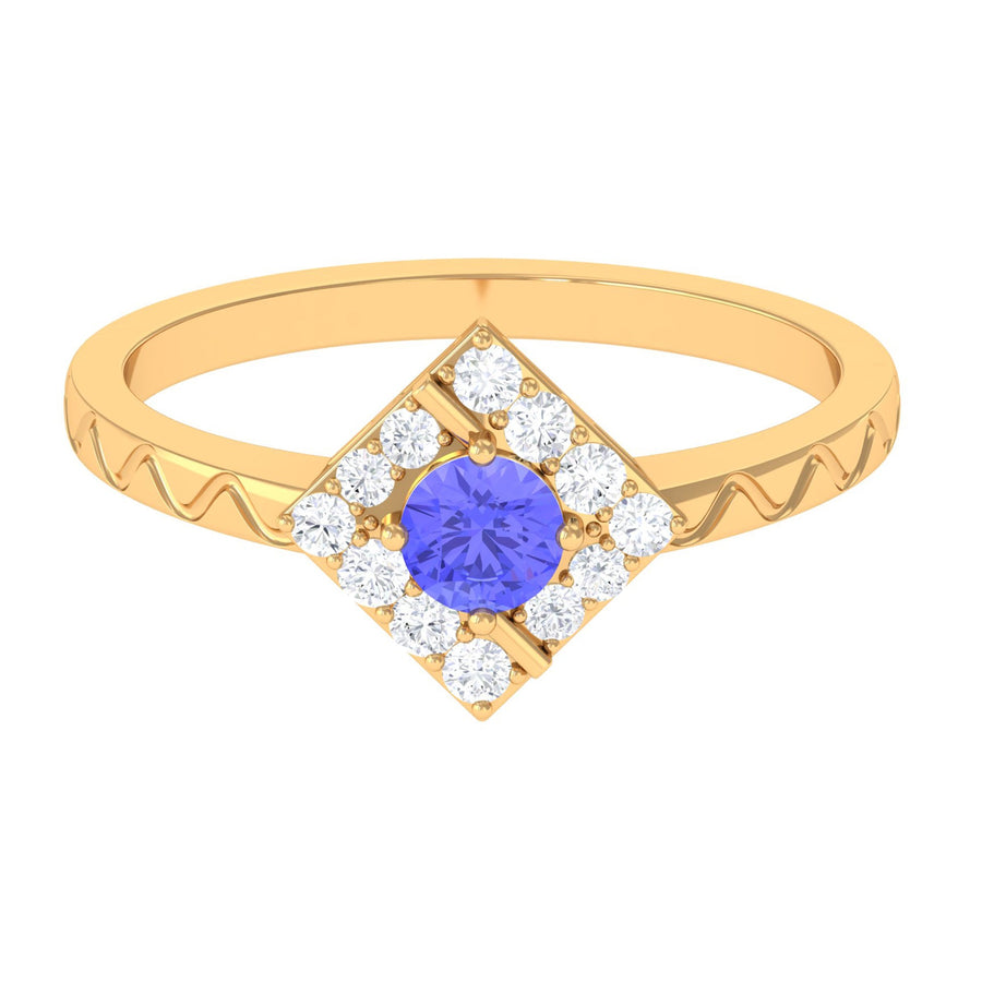 0.5 Carat Minimal Tanzanite and Diamond Ring
