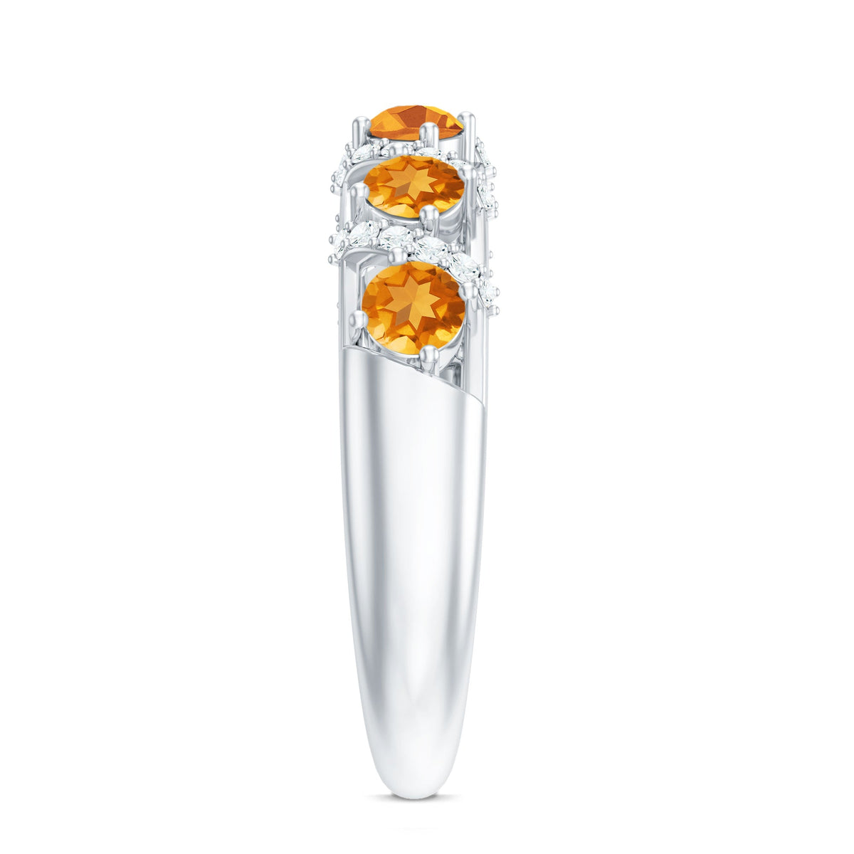 Natural Citrine Diamond Half Eternity Wedding Anniversary Ring