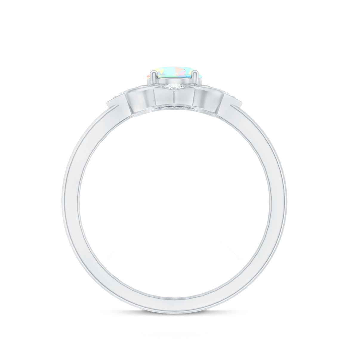 Oval Cut Certified Ethiopian Opal Vintage Inspired Engagement Ring with Diamond