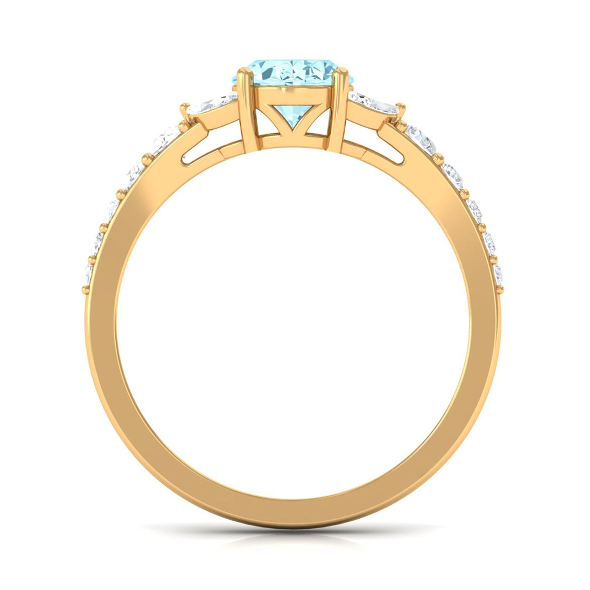 1 Carat Oval Aquamarine Engagement Ring with Diamond