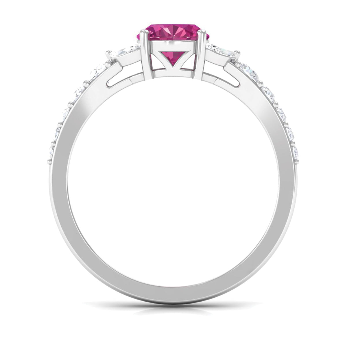 Split Shank Oval Pink Tourmaline Solitaire Engagement Ring with Moissanite