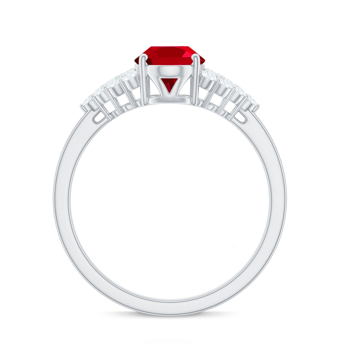 Certified 1.5 Carat Oval Lab Grown Ruby Engagement Ring with Diamond