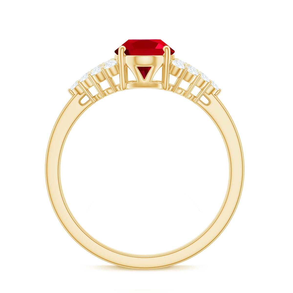 Certified 1.5 Carat Oval Lab Grown Ruby Engagement Ring with Diamond