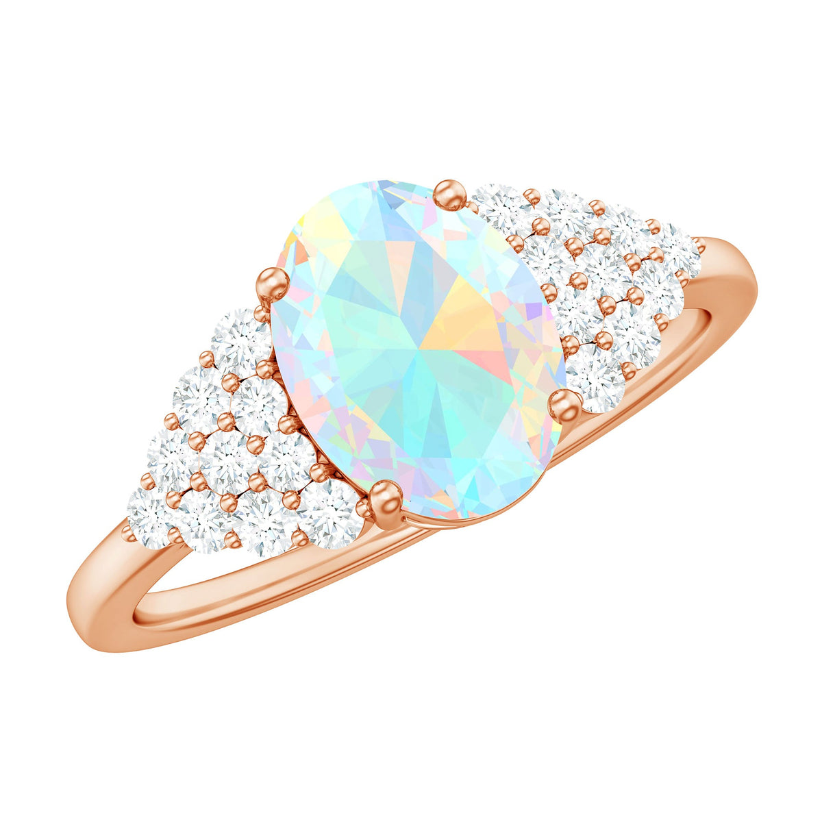 Certified 1.2 Carat Ethiopian Opal Oval Engagement Ring with Diamond