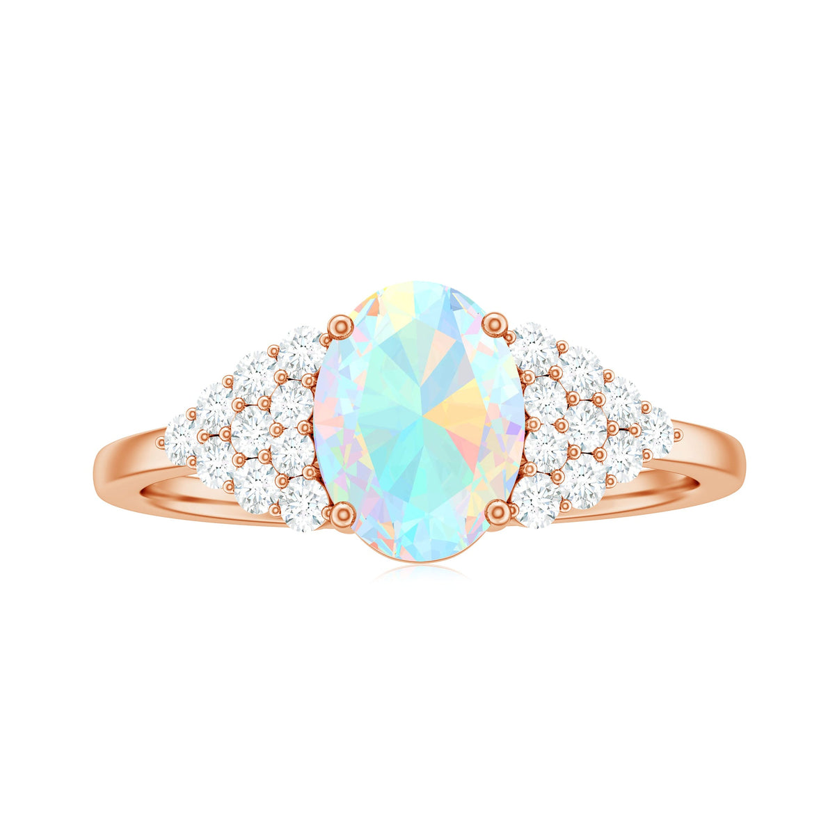 Certified 1.2 Carat Ethiopian Opal Oval Engagement Ring with Diamond