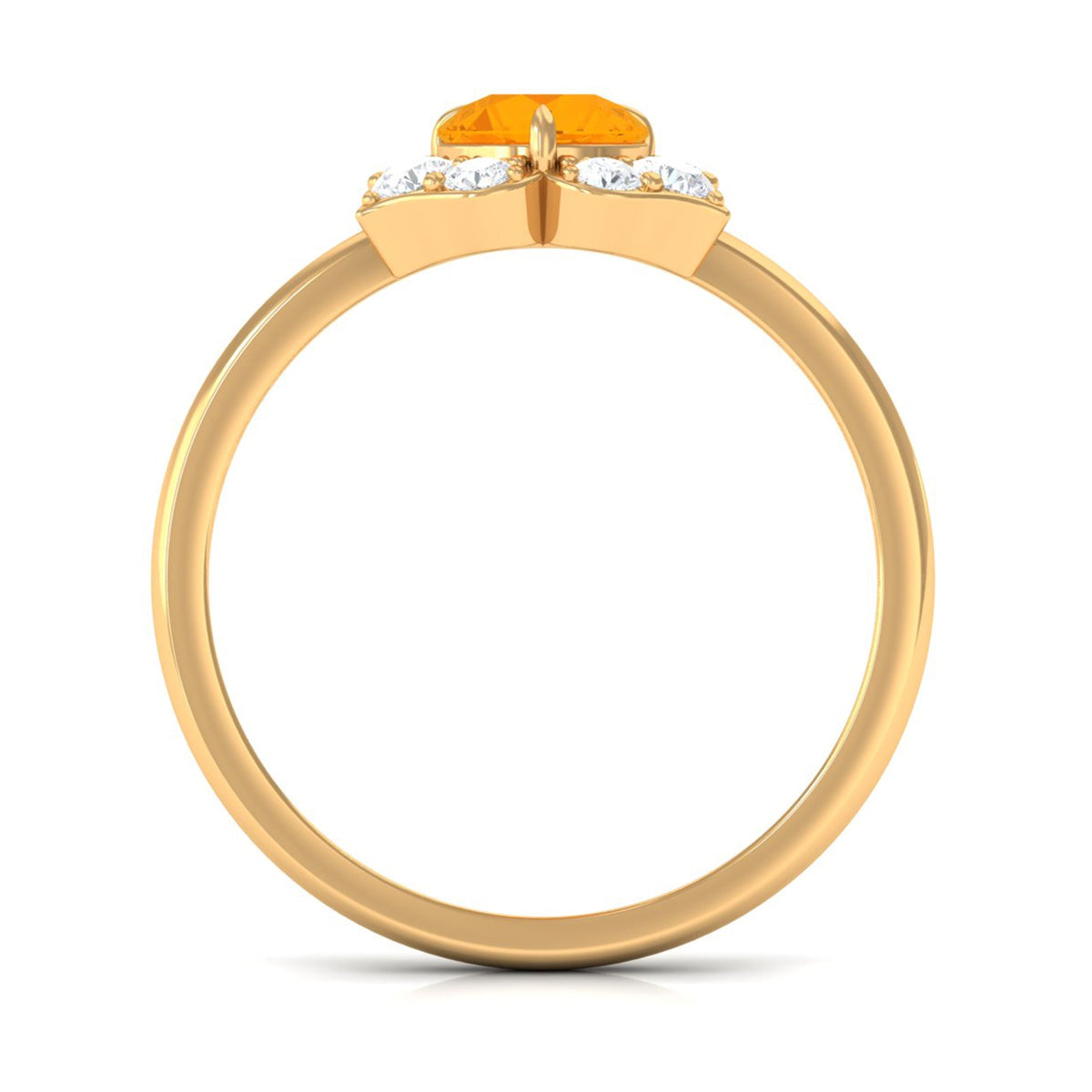 Round Fire Opal Flower Engagement Ring with Diamond