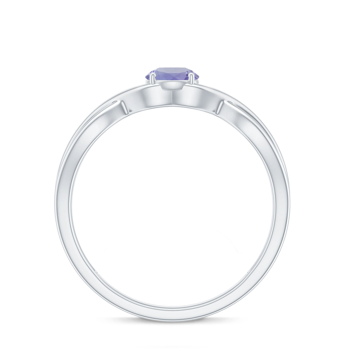 Genuine Tanzanite Promise Ring with Crossover Shank