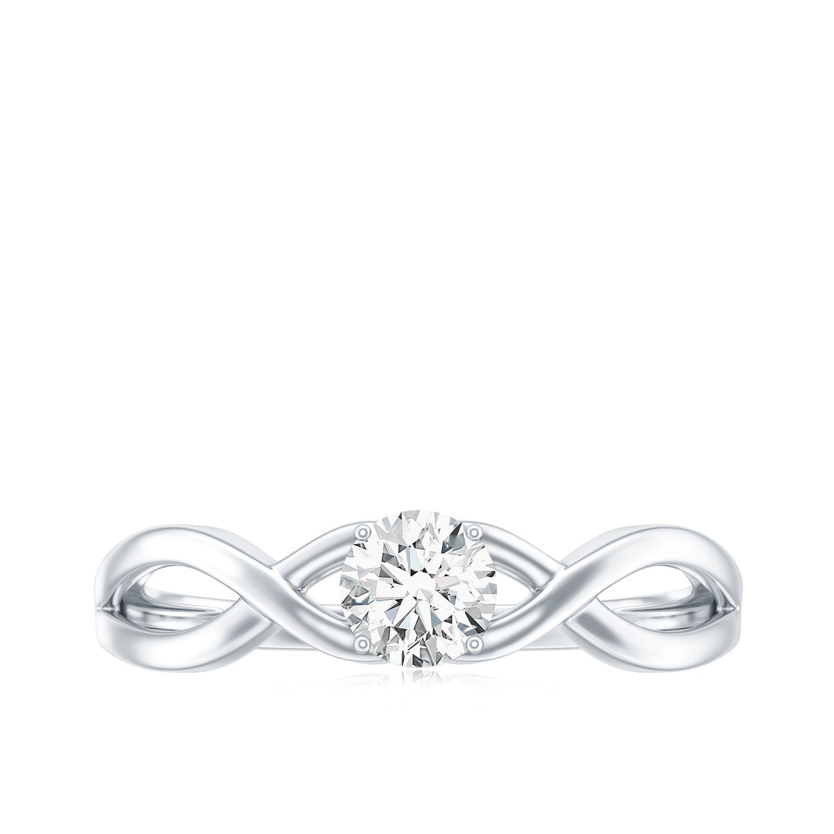 Round Moissanite Solitaire Promise Ring with Infinity Band