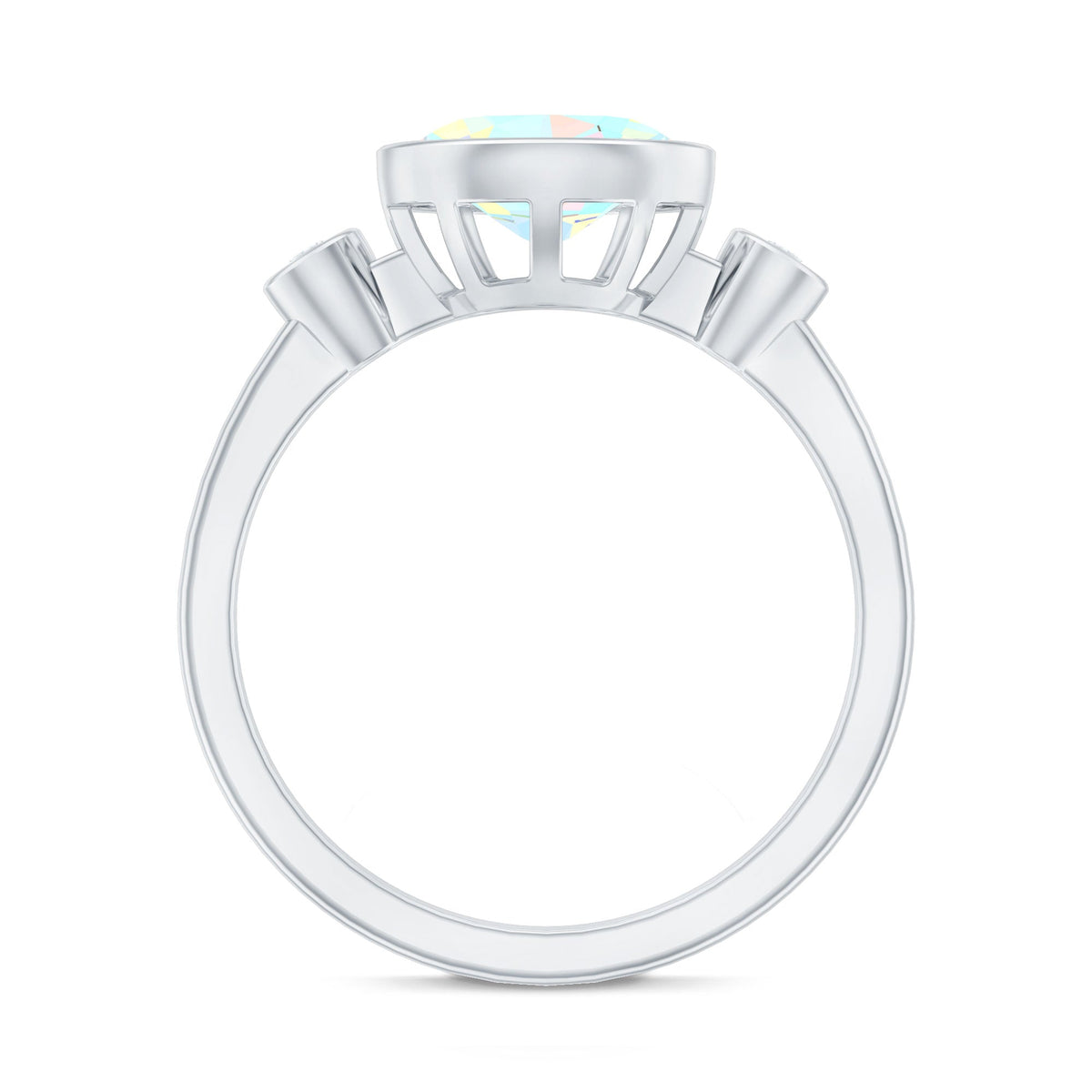 Oval Cut Ethiopian Opal East West Engagement Ring with Diamond