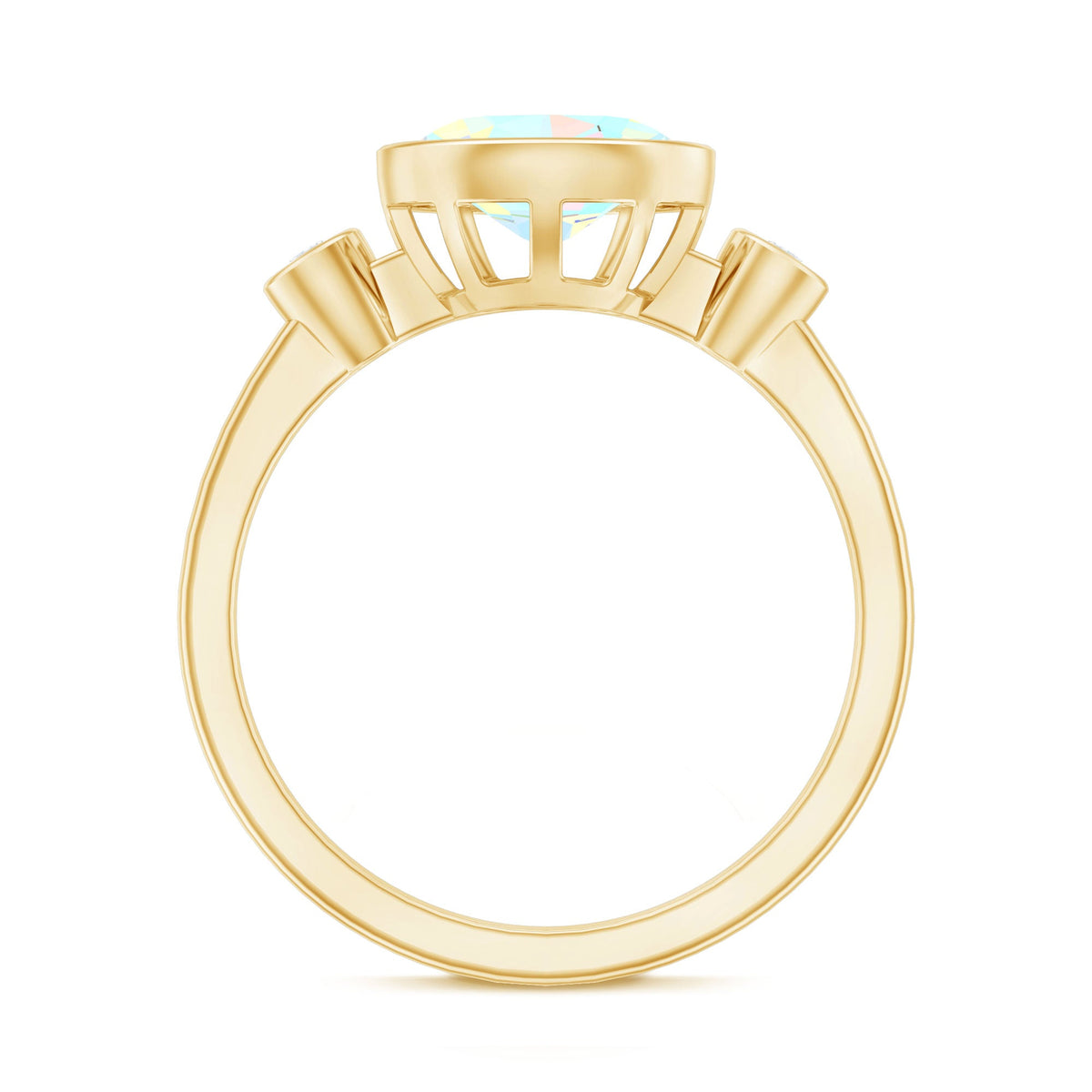 Oval Cut Ethiopian Opal East West Engagement Ring with Diamond