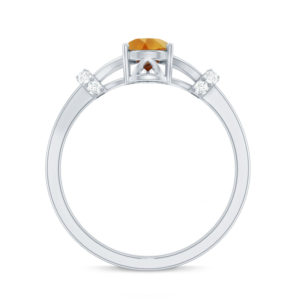 Certified Real Citrine Pear Shaped Engagement Ring with Diamond
