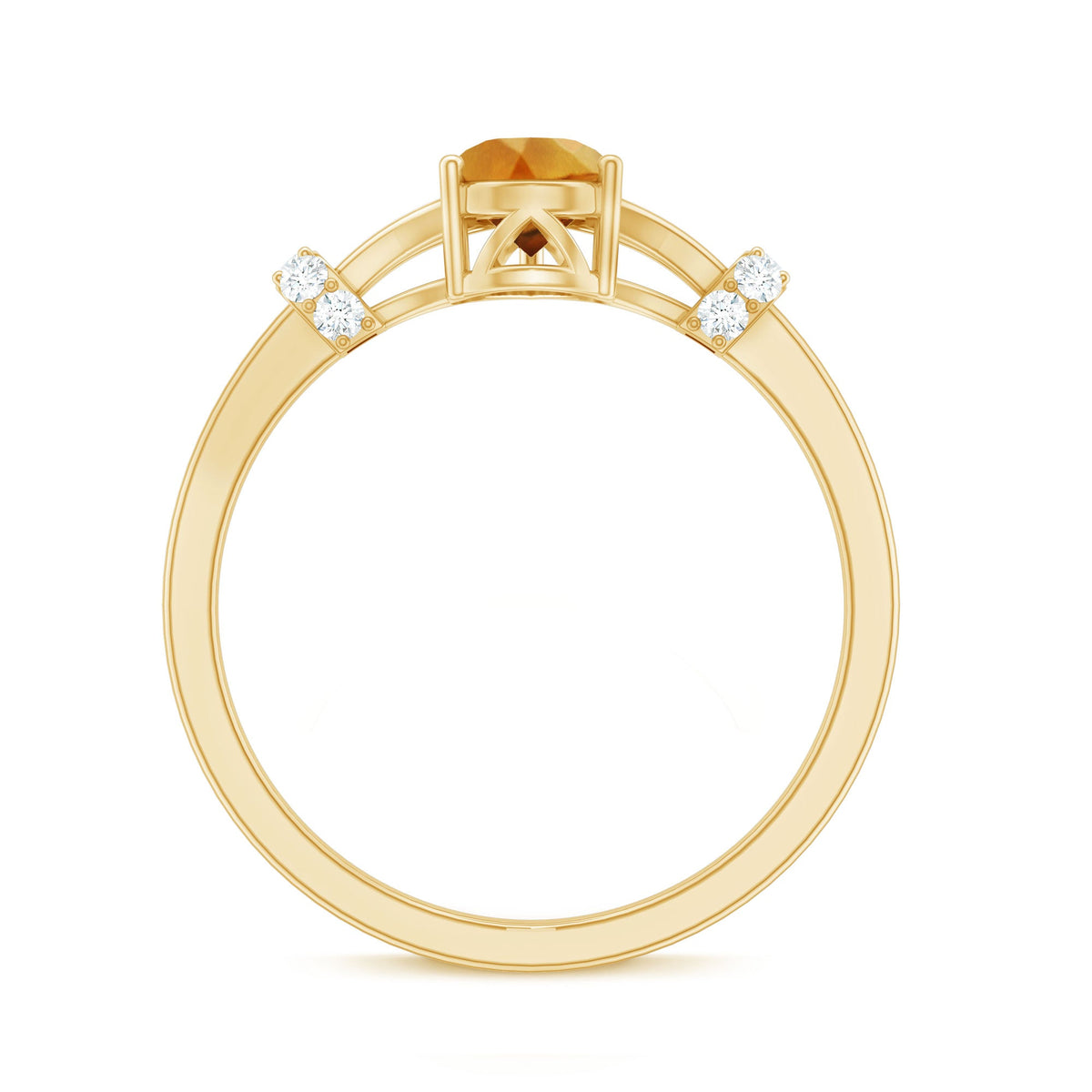 Certified Real Citrine Pear Shaped Engagement Ring with Diamond