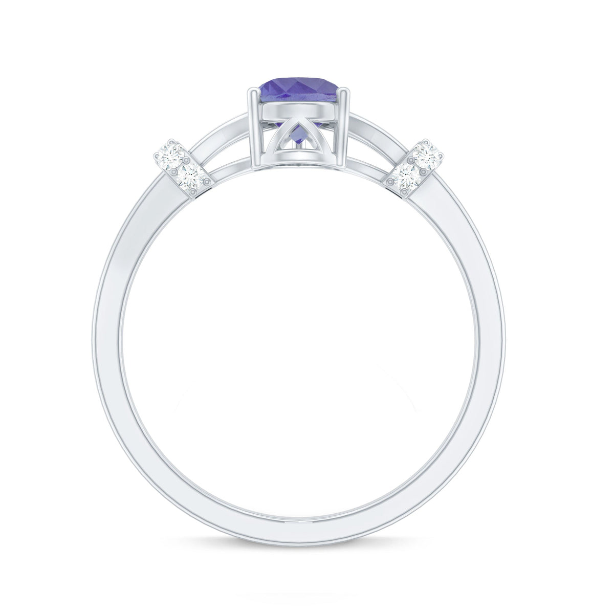 Natural Pear Shape Tanzanite Diamond Engagement Ring with Split Shank