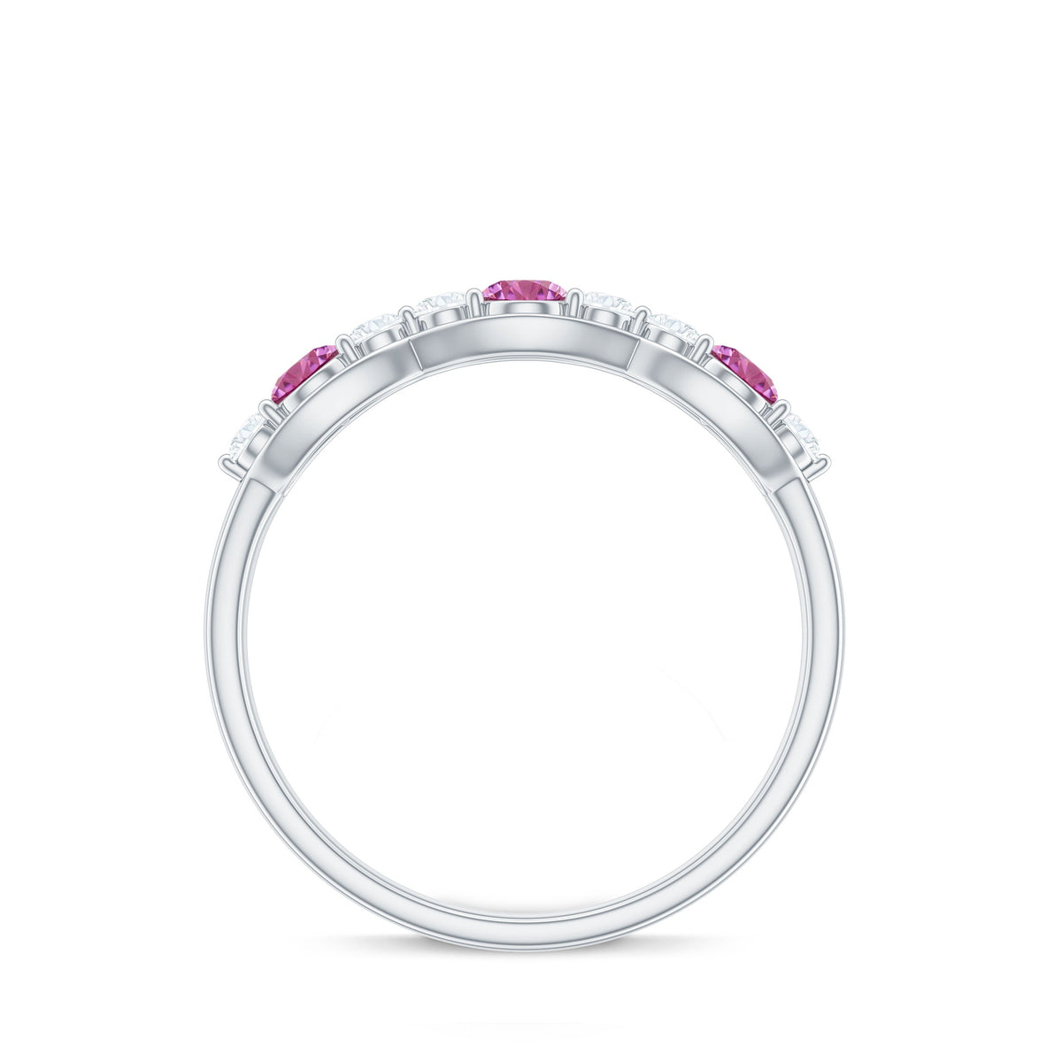 Pink Tourmaline and Diamond Wedding Anniversary Band Ring