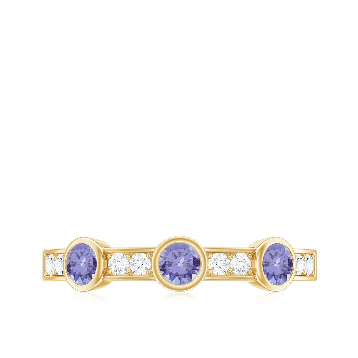 Certified Real Tanzanite Diamond Half Eternity Ring